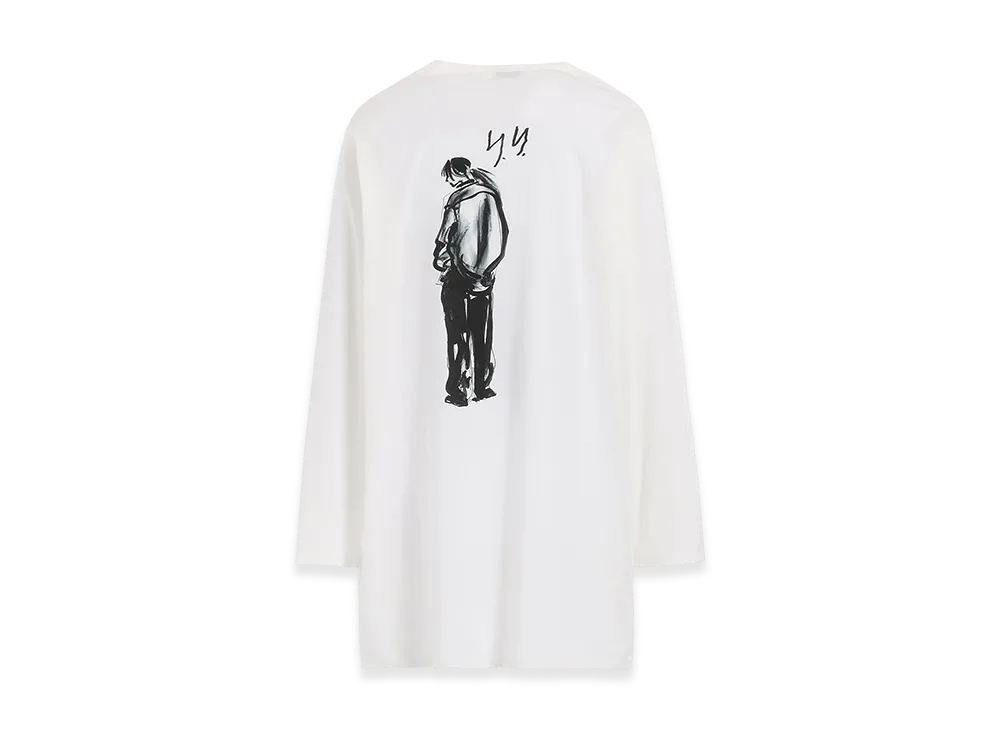 Yohji Yamamoto POUR HOMME Single Jersey Print Long Sleeve A "White"