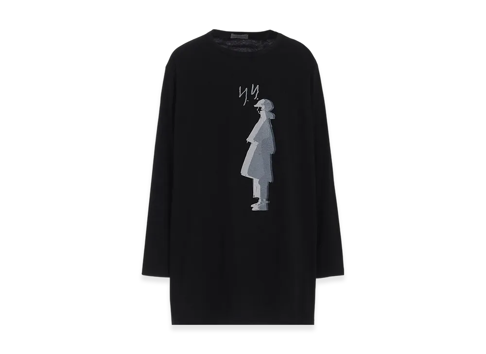 Yohji Yamamoto POUR HOMME Single Jersey Print Long Sleeve B "Black"