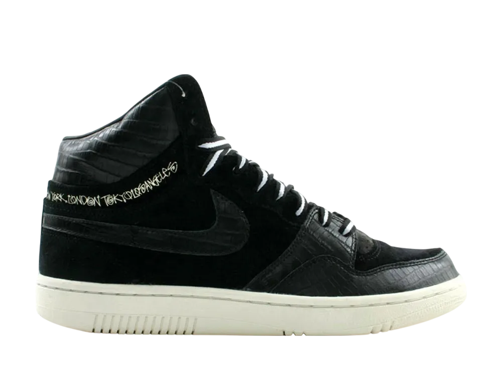 Stussy × Nike Court Force Hi "Black/Black Sail"