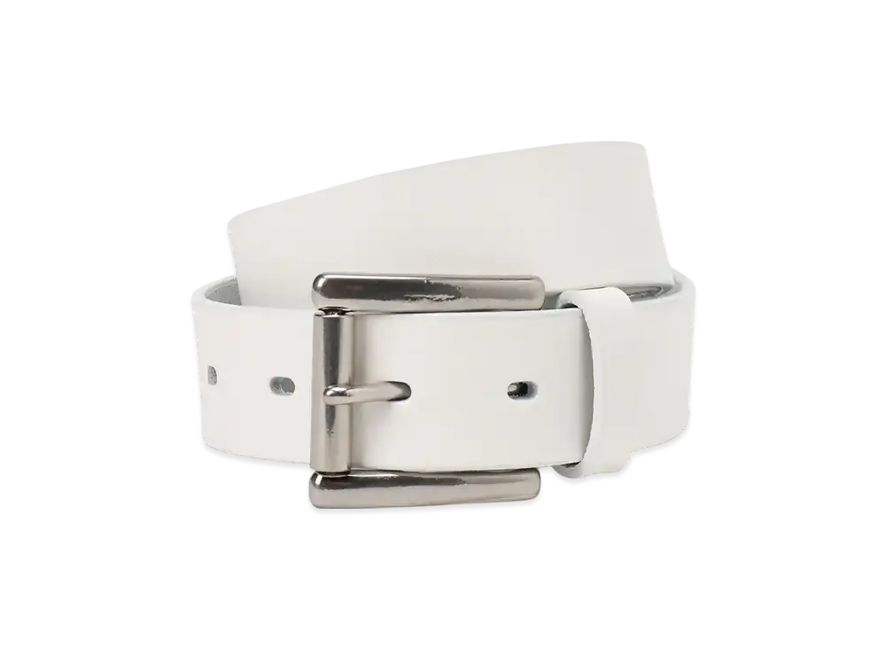Yohji Yamamoto POUR HOMME White Leather 30Mm Plain Belt "White"