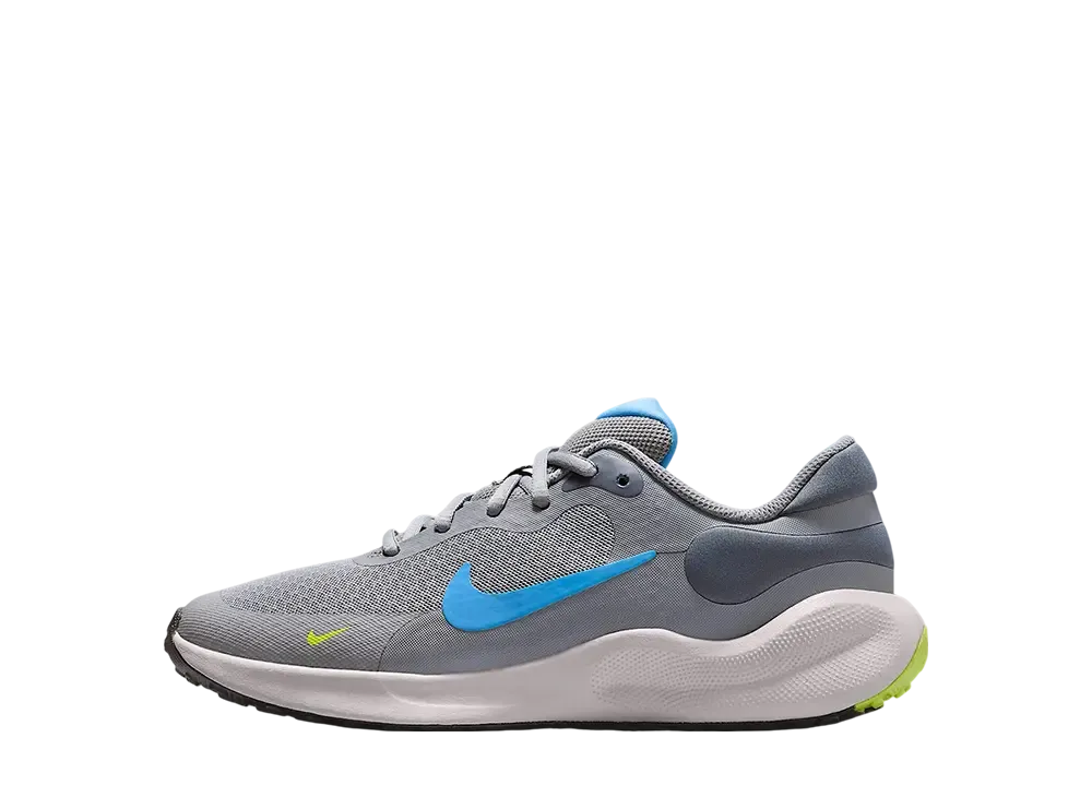 ナイキ GS レボリューション7 "セメントグレー/ライトカーボン/ボルト/ユニバーシティブルー" (キッズ)