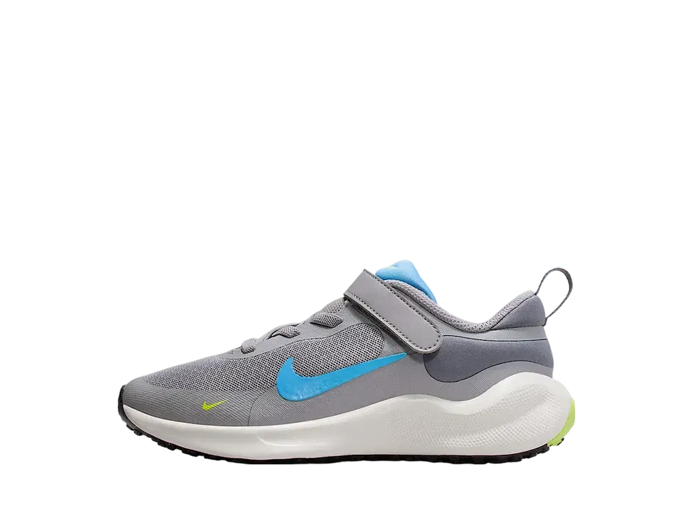 ナイキ PS レボリューション7 "セメントグレー/ライトカーボン/ボルト/ユニバーシティブルー" (キッズ)