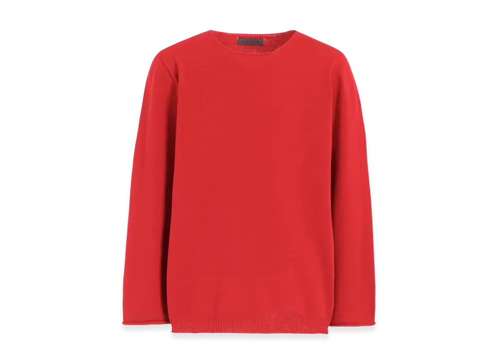 Yohji Yamamoto POUR HOMME Round Neck Knit With Embroidery "Red"