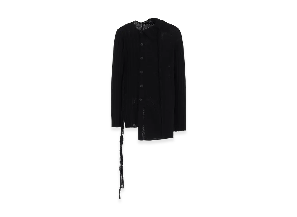 Yohji Yamamoto POUR HOMME Hanging String Asymmetry Neck Cardigan "Black"