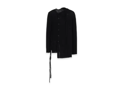 Yohji Yamamoto POUR HOMME Hanging String Asymmetry Neck Cardigan "Black"