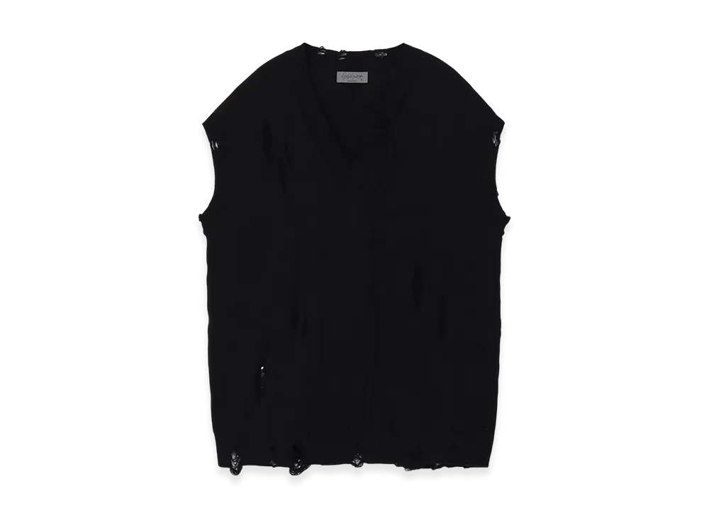 Yohji Yamamoto POUR HOMME 7G2P Jersey V Neck Vest "Black"