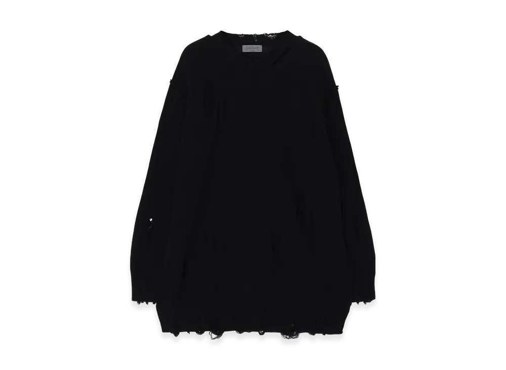 Yohji Yamamoto POUR HOMME 7G2P Jersey Round Neck Knit "Black"