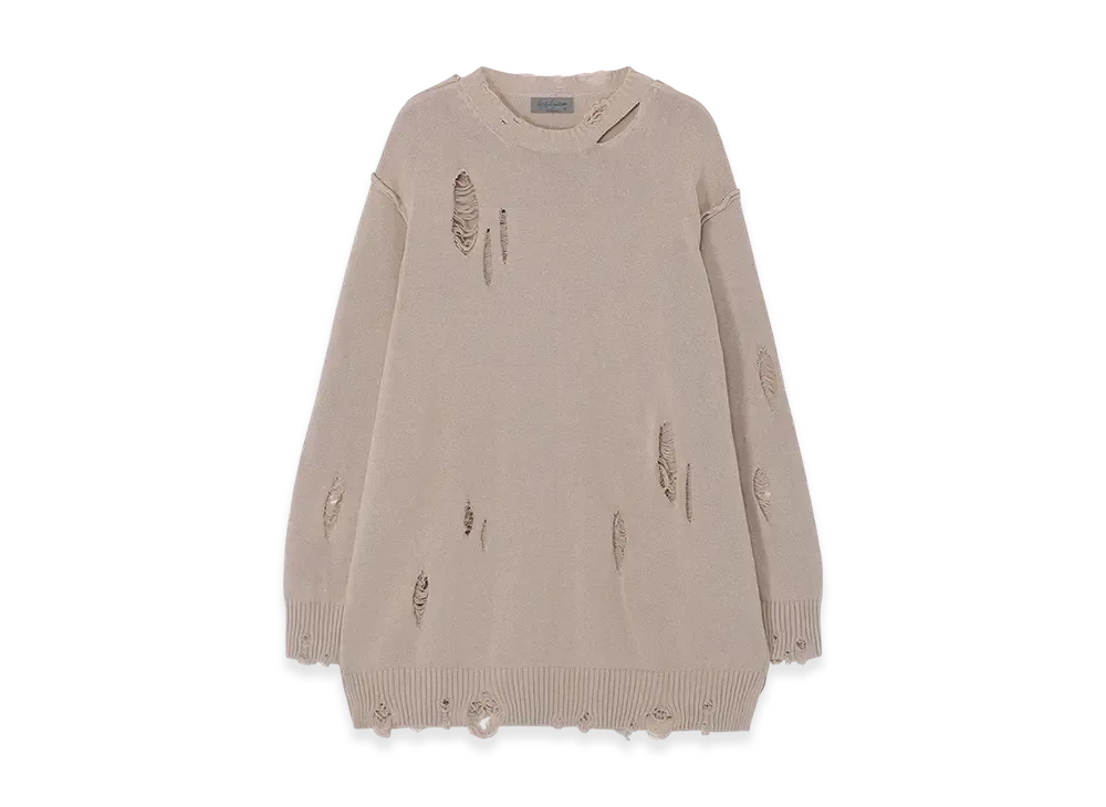 Yohji Yamamoto POUR HOMME 7G2P Jersey Round Neck Knit "Beige"