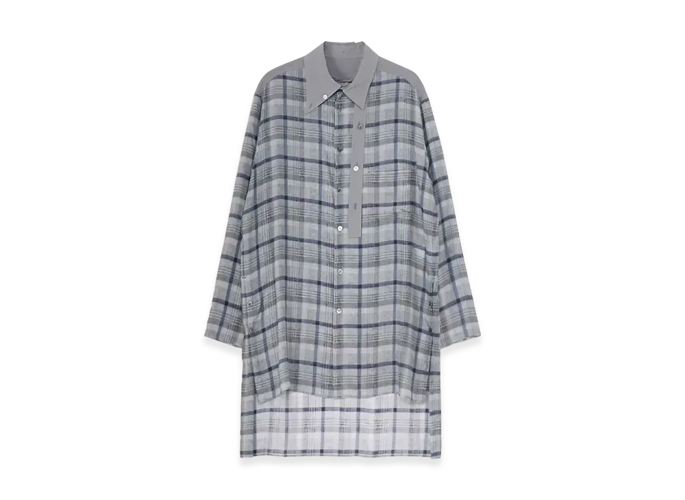 Yohji Yamamoto POUR HOMME Piece Unique/The Shop Gray Plaid Spare Collar Blouse "Gray"