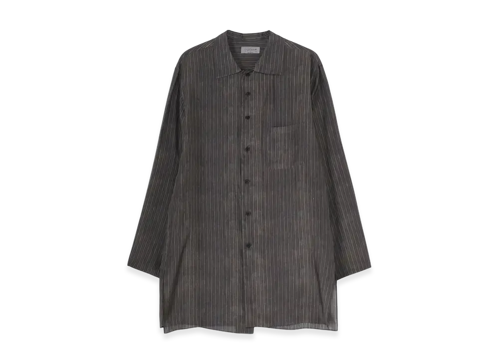 Yohji Yamamoto POUR HOMME Piece Unique/The Shop Ink Dyed ST Pattern Button Collar Blouse "Brown"