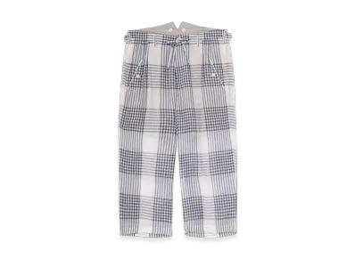 Yohji Yamamoto POUR HOMME Piece Unique/Aoyama Hand-Woven Cardigan Plaid Suspenders Pants "White"