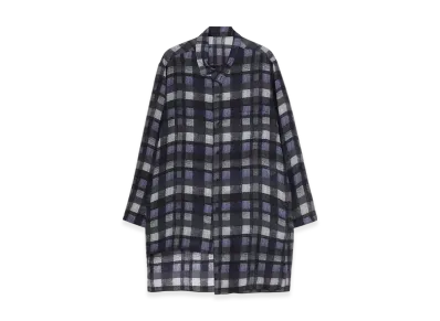 Yohji Yamamoto POUR HOMME Piece Unique/Aoyama Purple Plaid Asymmetry STand Collar Blouse "Purple"