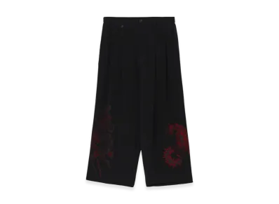 Yohji Yamamoto POUR HOMME Piece Unique/Aoyama Red Flower Printed Wide Pants "Black"
