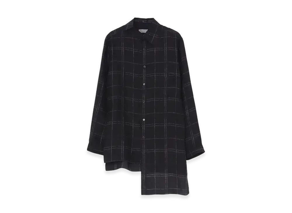 Yohji Yamamoto POUR HOMME Piece Unique/Aoyama 3 Plaid Unbalanced Blouse "Black"