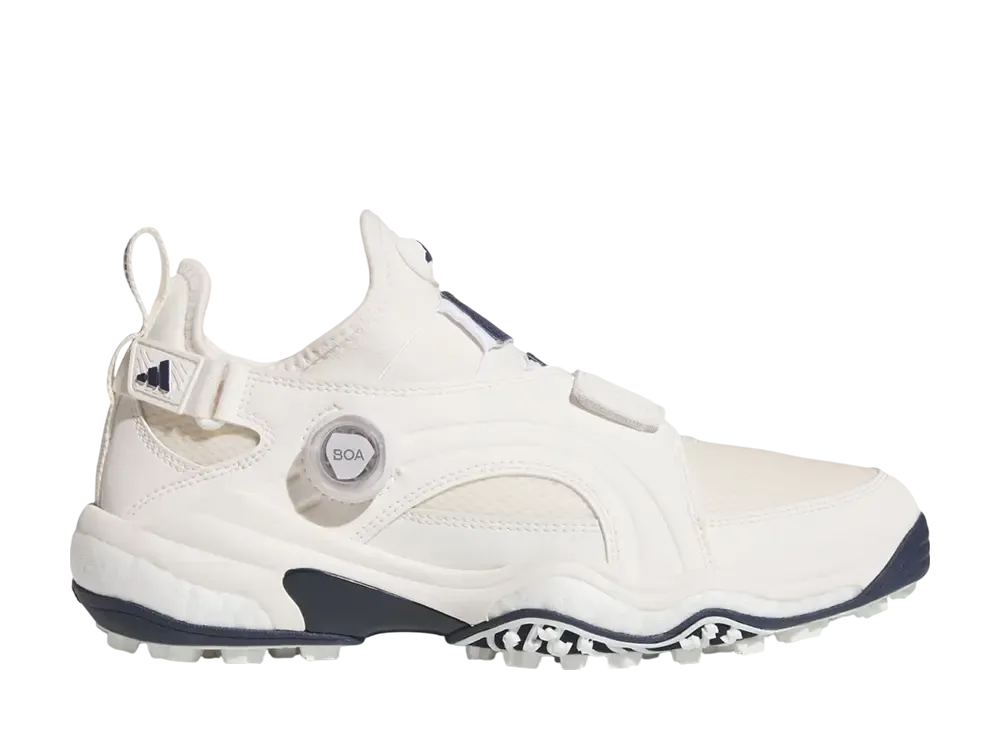 アディダス コードカオス25 ミッドカット ボア スパイクレス ゴルフ "チョークホワイト/カレッジエイトネイビー"