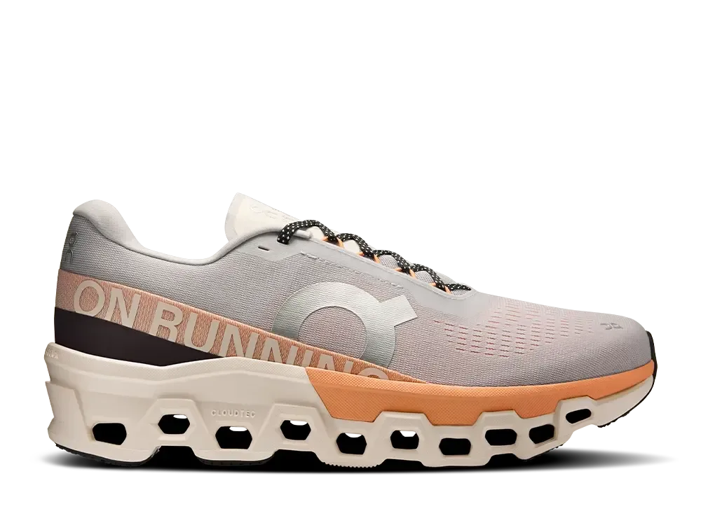 On Cloudmonster 2 "Glacier/Tangerine"