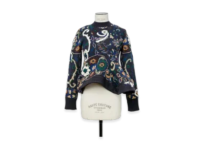 sacai Floral Jacquard Knit Pullover "Navy"