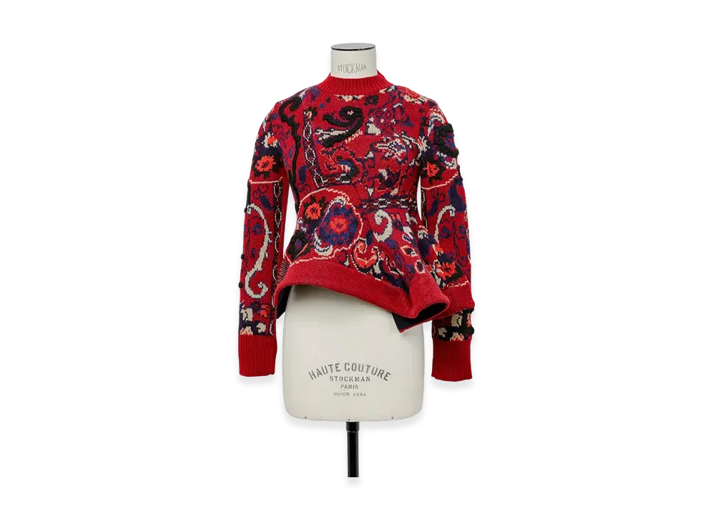 sacai Floral Jacquard Knit Pullover "Bordeaux"