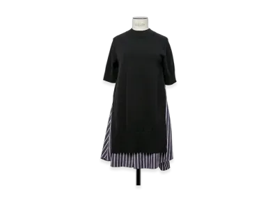 sacai Poplin x Knit Dress "Black/Dark Navy Stripe"