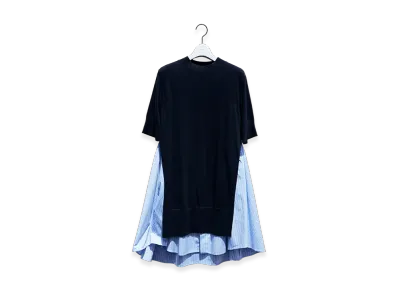 sacai Poplin x Knit Dress "Navy/Light Blue Stripe"
