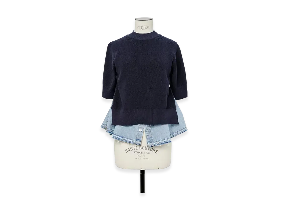 sacai Denim x Knit Pullover "Navy/Light Blue"
