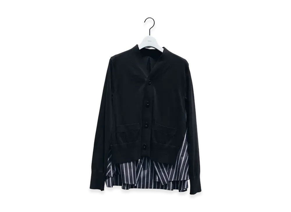 sacai Poplin x Knit Cardigan "Black/Dark Navy Stripe"