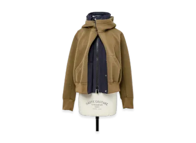 sacai Sponge Sweat x Grosgrain Hoodie "Dark Beige/Navy"