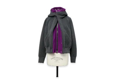 sacai Sponge Sweat x Grosgrain Hoodie "Charcoal Gray/Purple"