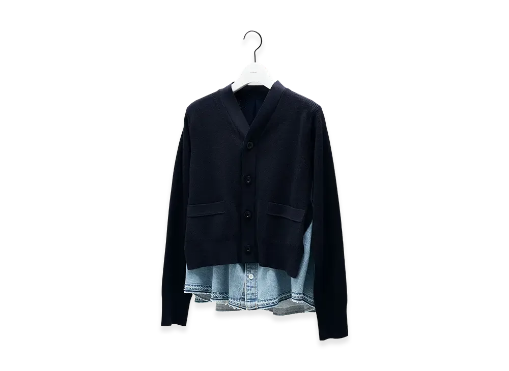 sacai Denim x Knit Cardigan "Navy/Light Blue"