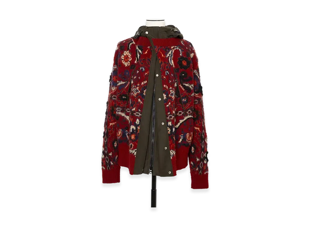 sacai Floral Jacquard Knit Blouson "Bordeaux"