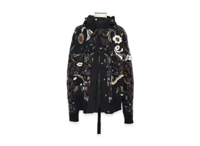 sacai Floral Jacquard Knit Blouson "Navy"
