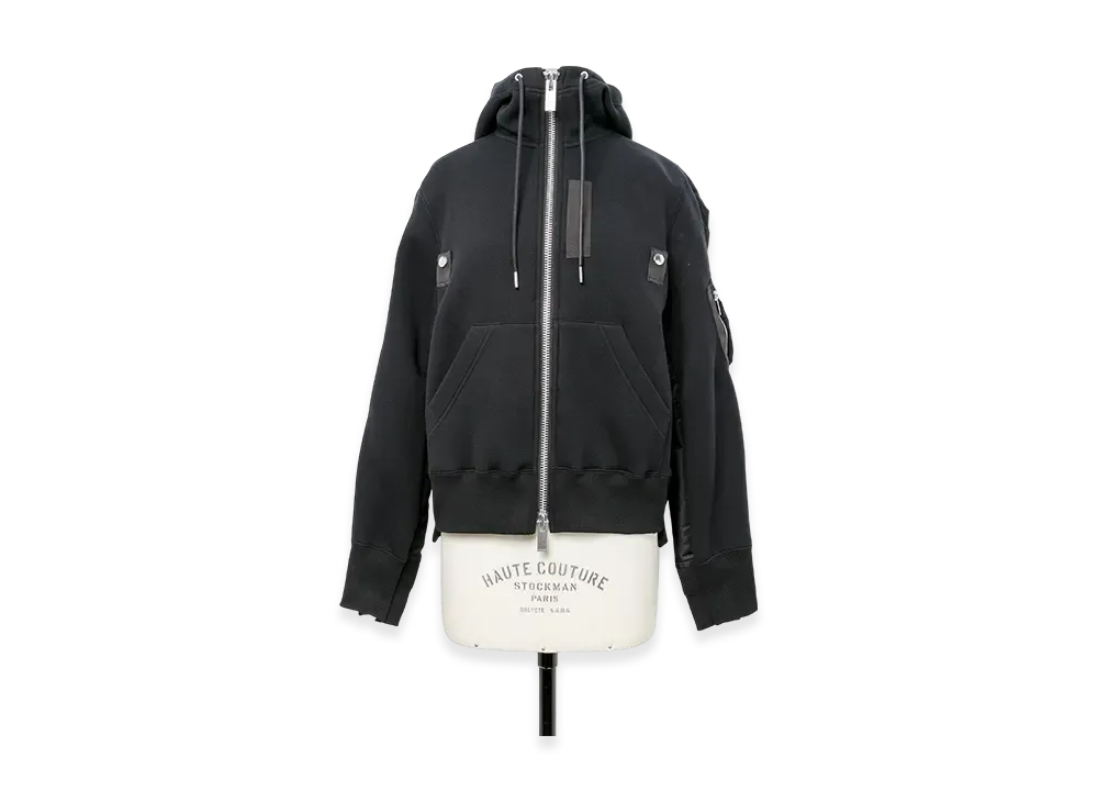 sacai Sponge x Nylon Twill Hoodie "Black"