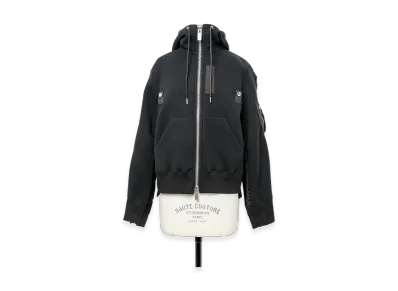 sacai Sponge x Nylon Twill Hoodie "Black"