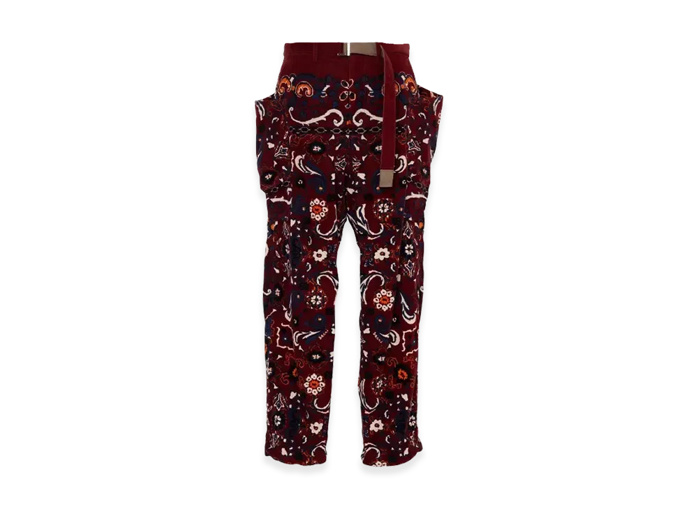 sacai Floral Print Corduroy Pants "Bordeaux"
