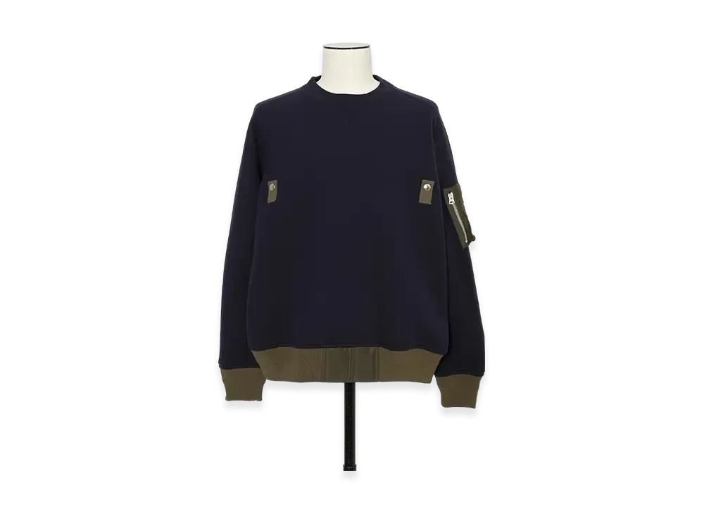 sacai Sponge Sweat Pullover "Navy/Dark Khaki"