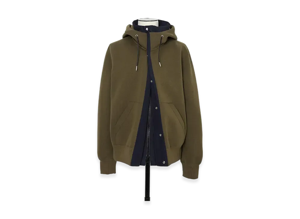 sacai Sponge Sweat x Grosgrain Hoodie "Dark Beige/Navy"