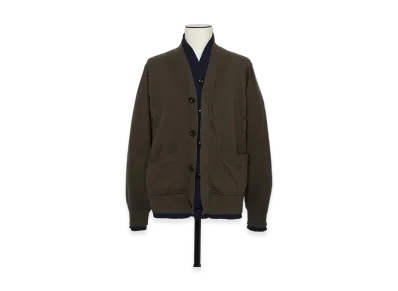 sacai Cotton Cashmere Knit Cardigan "Khaki/Navy"