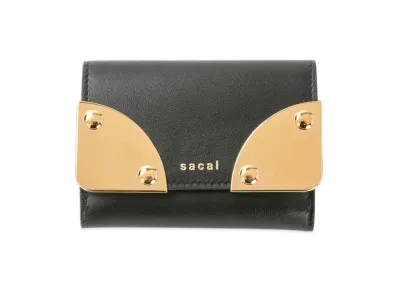 sacai Corner Metal Trifold Wallet "Black"