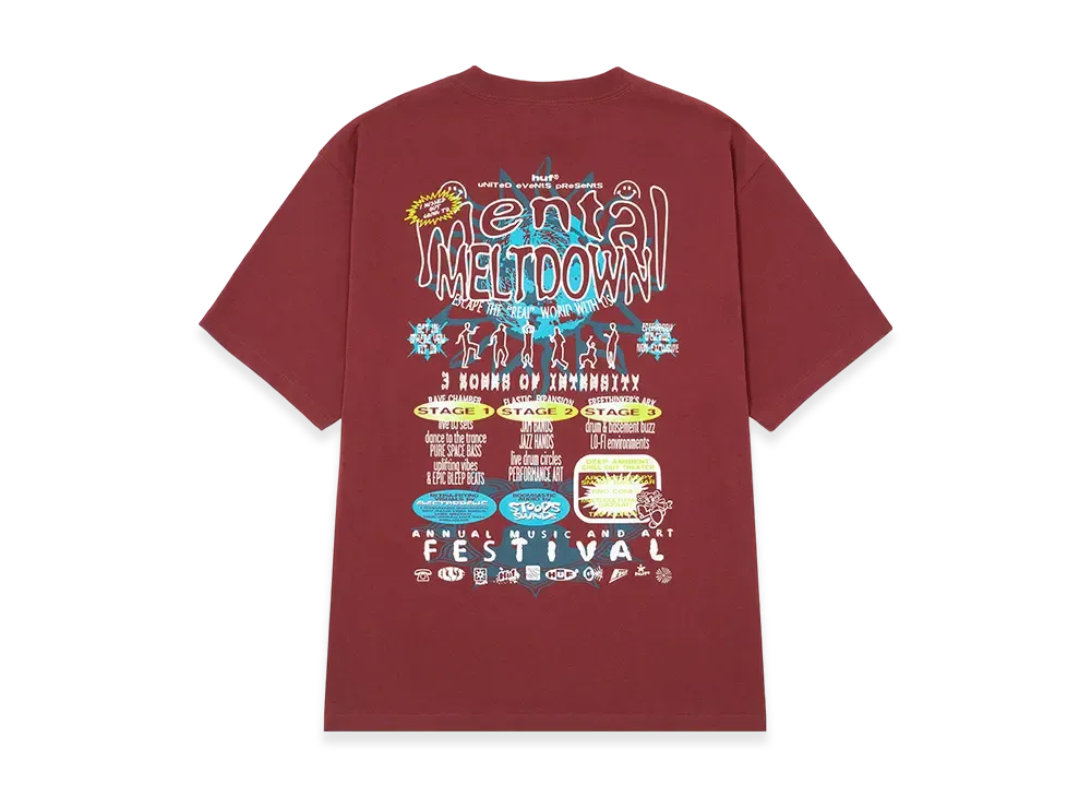 HUF Mental Meltdown Tee "Burgundy"