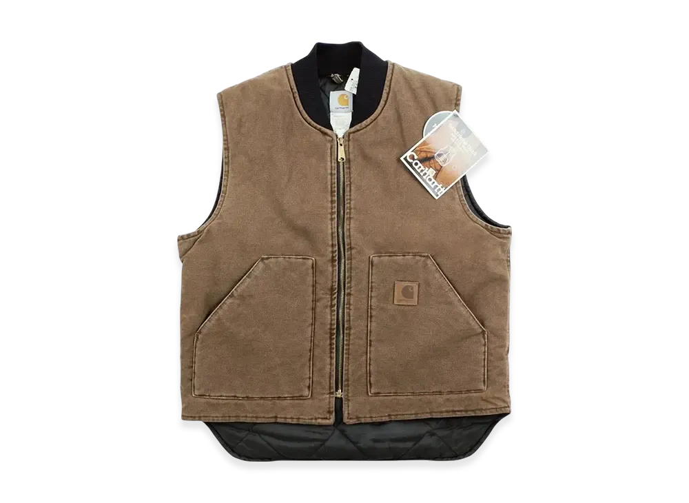 Carhartt WIP Sandstone Duck Arctic Vest Made In America Deadstock "Dark Brown"