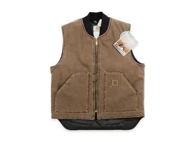 Carhartt WIP Sandstone Duck Arctic Vest Made In America Deadstock "Dark Brown"