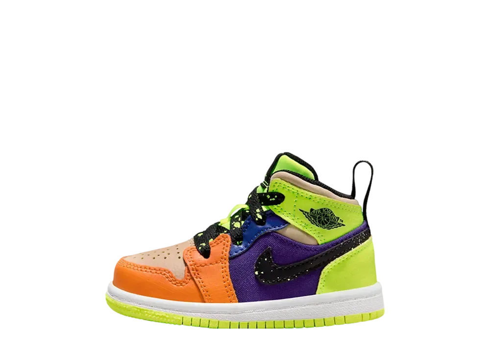 ナイキ TD エアジョーダン1 ミッド SE "ボルト/ビビッドオレンジ" (キッズ)