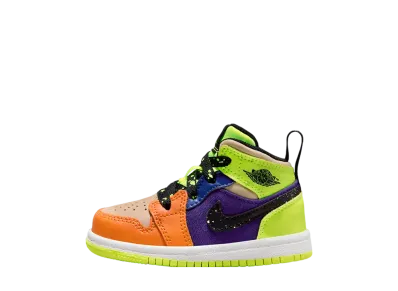 ナイキ TD エアジョーダン1 ミッド SE "ボルト/ビビッドオレンジ" (キッズ)