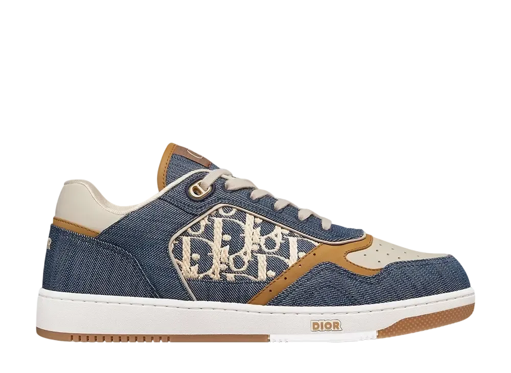 ディオール B27 アップタウン ロートップスニーカー スムースカーフスキン & ディオール オブリーク ラフィアエフェクト デニム "ブルー"