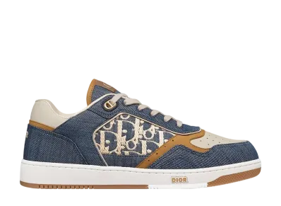 Dior B27 Uptown Low Top Sneaker Smooth Calfskin & Dior Oblique Raffia Effect Denim "Blue"