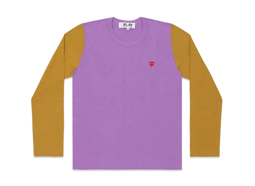 COMME des GARCONS PLAY CDG Red Heart Coloured L/S T-Shirt Ladies "Purple/Olive"