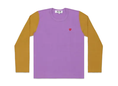 COMME des GARCONS PLAY CDG Red Heart Coloured L/S T-Shirt Ladies "Purple/Olive"