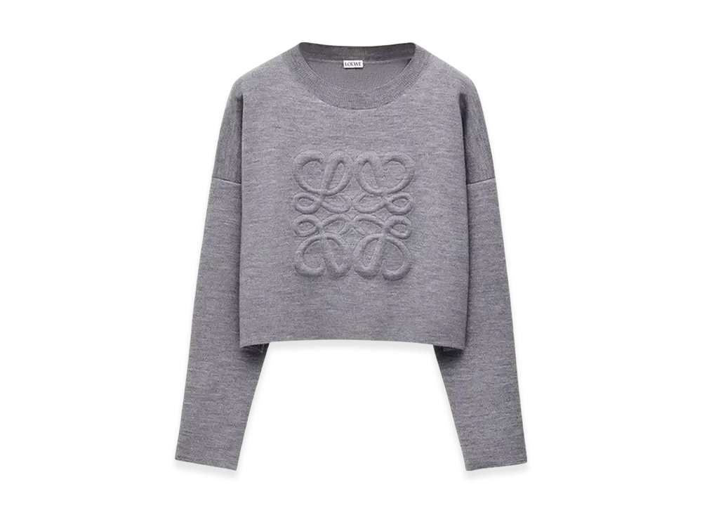 LOEWE Women's Anagram Sweater in Wool "Light Grey"