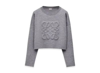 LOEWE Women's Anagram Sweater in Wool "Light Grey"