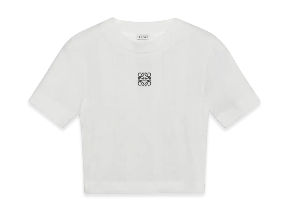 LOEWE Women's Anagram Top In Ribbed Cotton Jersey "White"